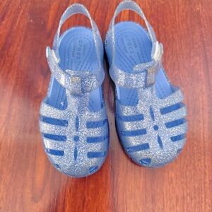 CROCS Blue and Silver Sparkle Sandals